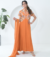 PHOOL-PATTI ANARKALI DRESS WITH DUPATTA