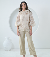 MONOCHROME PHOOL-PATTI BOW TIE-UP CO-ORD SET