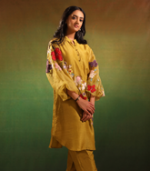 PISTA GREEN VALLEY OF BOTANICAL FLOWERS TUNIC SET