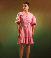 PINK BLOOM BADABAGH BOTTOM FRILL DRESS