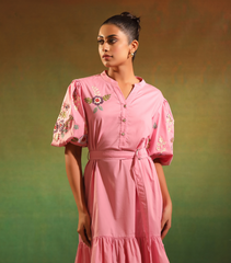 PINK BLOOM BADABAGH BOTTOM FRILL DRESS