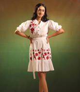 WHITE BLOOM BADABAGH BOTTOM FRILL DRESS
