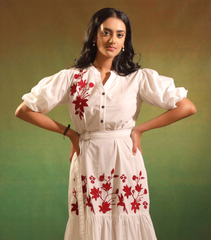 WHITE BLOOM BADABAGH BOTTOM FRILL DRESS