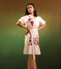 WHITE BLOOM BADABAGH BOTTOM FRILL DRESS