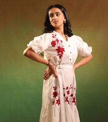 WHITE BLOOM BADABAGH BOTTOM FRILL DRESS