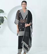 VELVET LACES ORGANZA KURTA SET WITH DUPATTA