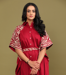 RED ORACLE KAFTAN DRESS