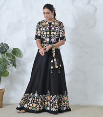 PHOOL-PATTI BLACK LEHENGA SET
