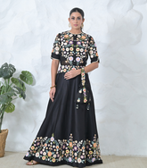 PHOOL-PATTI BLACK LEHENGA SET