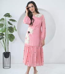 BIG VELVET FLOWERS LONG DRESS