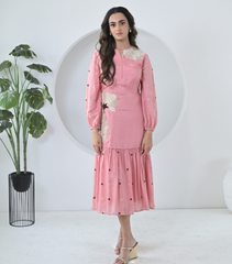 BIG VELVET FLOWERS LONG DRESS