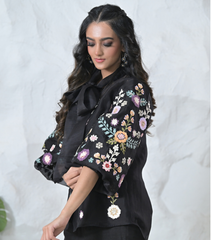 PHOOL PATTI ORGANZA BOW TIE-UP COORD SET