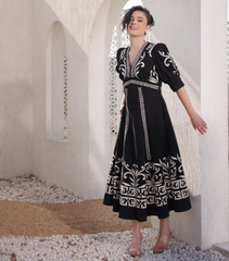 MIDNIGHT MOSAIC FLARED DRESS