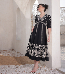 MIDNIGHT MOSAIC FLARED DRESS