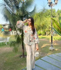 PREETIKA BHASIN - GULAB TIE UP TISSUE COORD SET