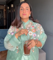GOPALIKA VIRMANI - SEA BLUE FLORIUM SHIRT WITH KNOT SKIRT SET