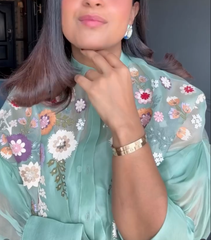 GOPALIKA VIRMANI - SEA BLUE FLORIUM SHIRT WITH KNOT SKIRT SET