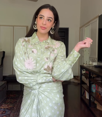 TARINI MANCHANDA - FLORET BANDHANI SHIRT WITH KNOT SKIRT SET