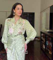 TARINI MANCHANDA - FLORET BANDHANI SHIRT WITH KNOT SKIRT SET