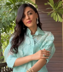 MEHAK JAIN - FLORIS BANDHANI SHIRT WITH PLEATED SKIRT SET