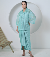 PEARL PETAL SHIRT WITH KNOT SKIRT SET