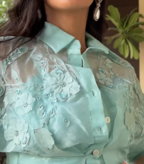 MEHAK JAIN - FLORIS BANDHANI SHIRT WITH PLEATED SKIRT SET