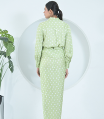 FLORET BANDHANI COLLAR WORK SHIRT WITH KNOT SKIRT SET