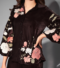 GULAB & STONEWORK MOCHA BLOOM CO-ORD SET