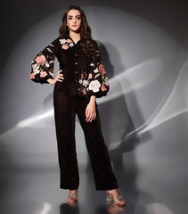 GULAB & STONEWORK MOCHA BLOOM CO-ORD SET