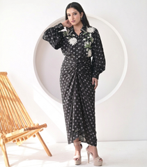 FLORET BANDHANI COLLAR WORK SHIRT WITH KNOT SKIRT SET
