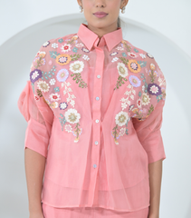 BLUSH PINK FLORIUM SHIRT WITH PANT SET