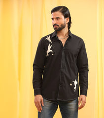 CLASSIC BLACK SHIRT WITH BIRD