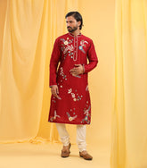MULTICOLOURED RED KURTA SET