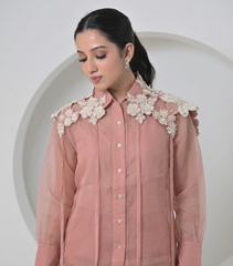 IVORY GARDEN SHOULDER EMBELLISHMENT SHIRT