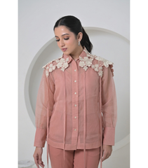 IVORY GARDEN SHOULDER EMBELLISHMENT SHIRT