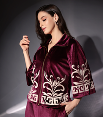 WINE CRIMSON SCULPT JACKET SET