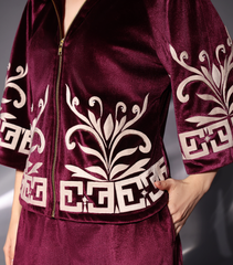 WINE CRIMSON SCULPT JACKET SET