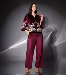 WINE CRIMSON SCULPT JACKET SET