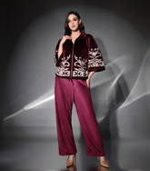 WINE CRIMSON SCULPT JACKET SET