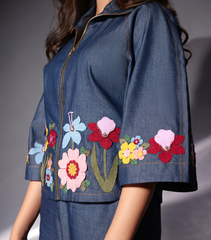 THE BADABAGH BLOOM DENIM JACKET SET