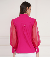 SHEER SLEEVE BOTANICAL TOP