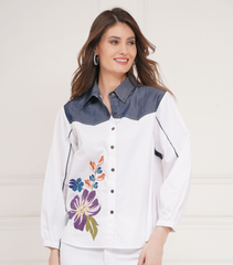 BACK BUTTON DENIM PATCH SHIRT