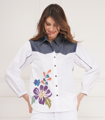 BACK BUTTON DENIM PATCH SHIRT