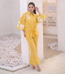 IVORY GARDEN ORGANZA SLEEVE SIDE TIE-UP CO-ORD SET