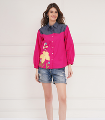 BACK BUTTON DENIM PATCH SHIRT