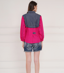 BACK BUTTON DENIM PATCH SHIRT