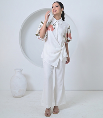 GULAB SHORT ORGANZA SLEEVE SIDE TIE-UP CO-ORD SET