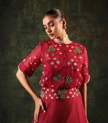 PICHWAI RED SERENADE SKIRT SET