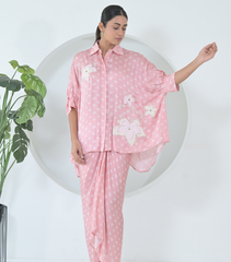 LAYERED FLOWER BOOTA KAFTAN & KNOT SKIRT BANDHANI SET