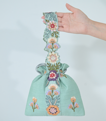 PHOOL-PATTI POTLI BAG – SEA BLUE BAMBER